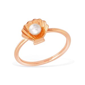 14 Ayar Rose Altın İnci İstiridye Yüzük