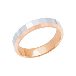 14 Ayar Beyaz-Rose Altın Modern Alyans