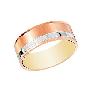 14 Ayar Rose-Beyaz Altın Modern Alyans