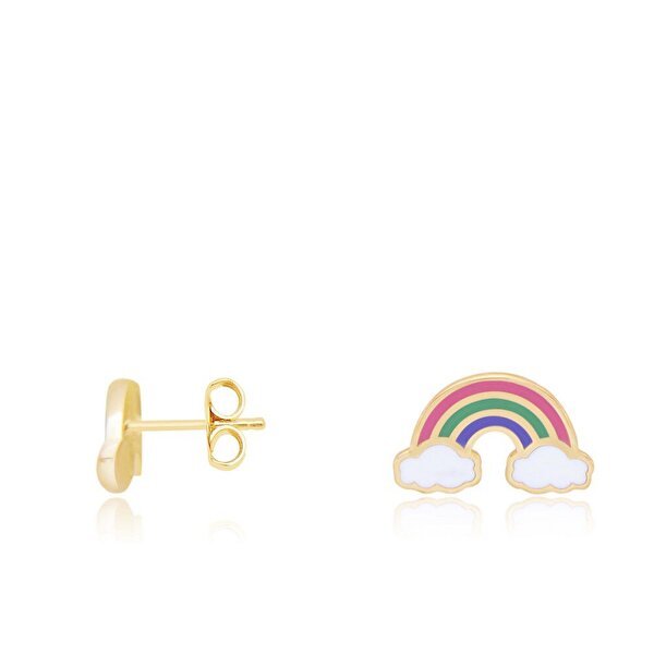 14 Ayar Sarı Altın Gökkuşağı Figürlü Küpe