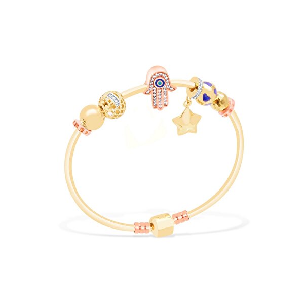 14 Ayar 3 Renkli Altın Dualı Bilezik