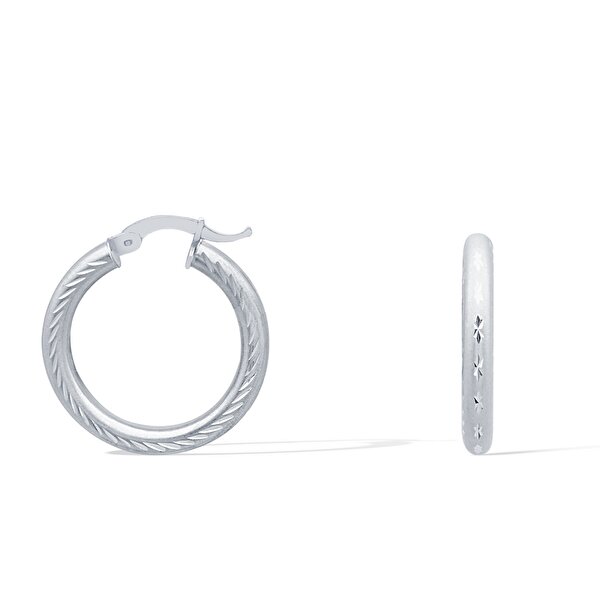 14 Ayar Beyaz Altın Halka Küpe