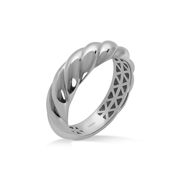 14 Ayar Beyaz Altın Trend Burgu Yüzük