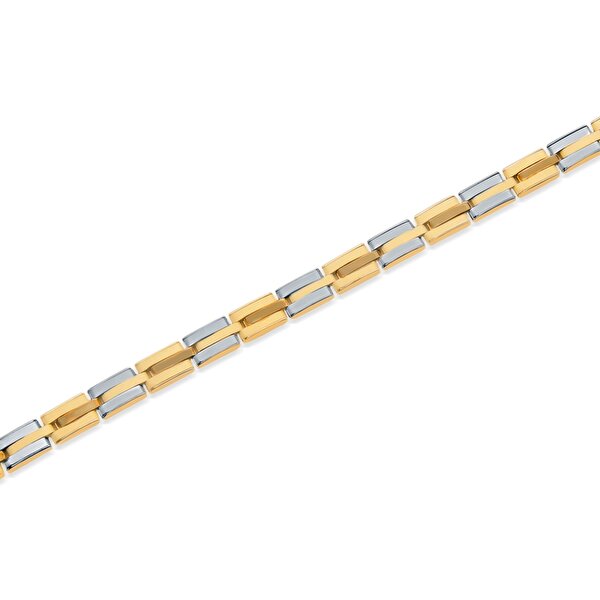 14 Ayar Beyaz-Sarı Altın Erkek Bileklik