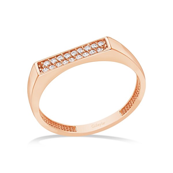 14 Ayar Rose Altın Minimal Taşlı Yüzük