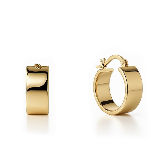 14 Ayar Sarı Altın Bombe Halka Küpe