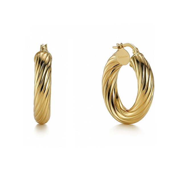 14 Ayar Sarı Altın Burgu Halka Küpe