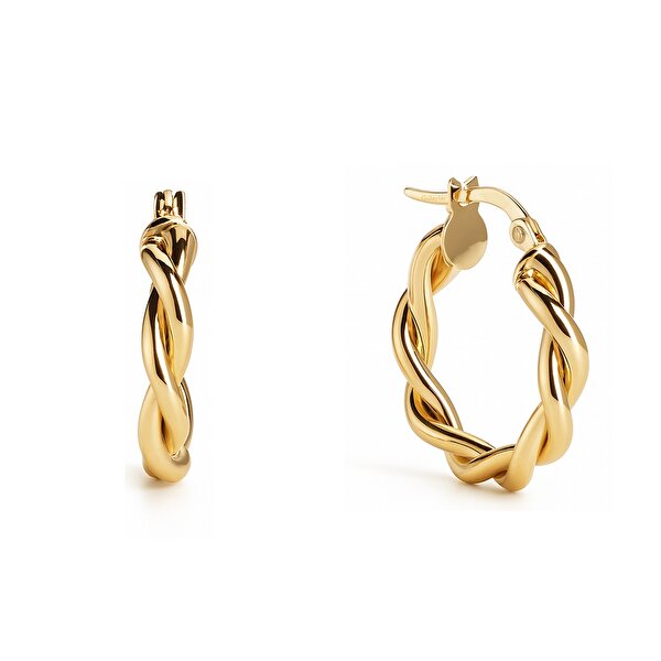 14 Ayar Sarı Altın Burgu Halka Küpe