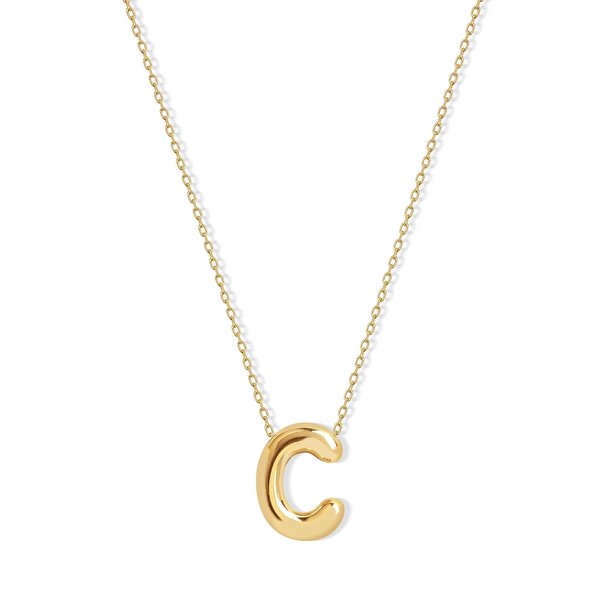 14 Ayar C Harf Bubble Kolye