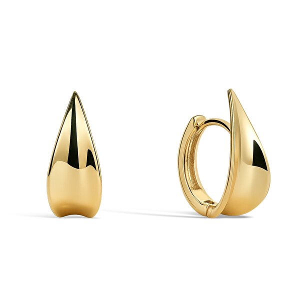 14 Ayar Sarı Altın Damla Halka Küpe