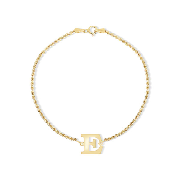 14 Ayar Sarı Altın Kişiye Özel Harf Bileklik