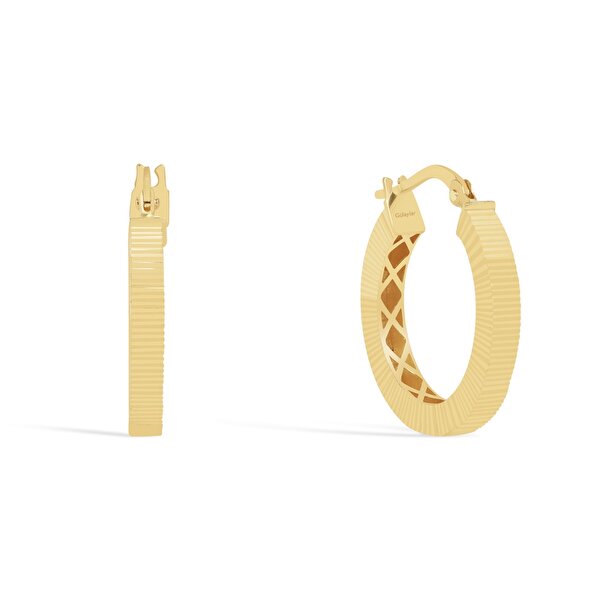 14 Ayar Sarı Altın Halka Küpe