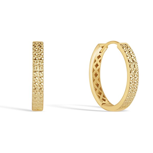 14 Ayar Sarı Altın Halka Küpe