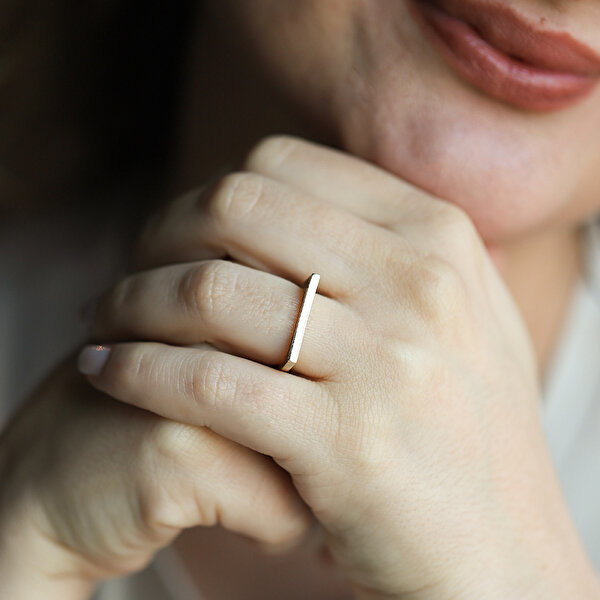 14 Ayar Sarı Altın I Bold Harf Yüzük