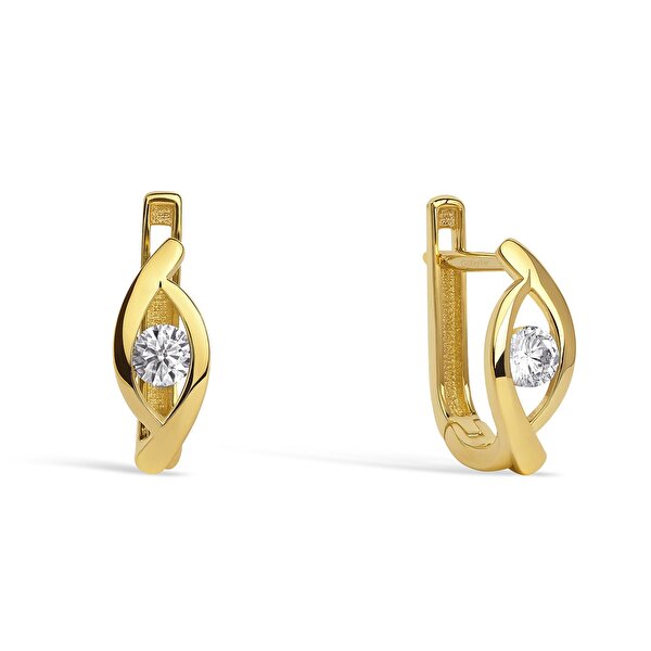 14 Ayar Sarı Altın J Küpe