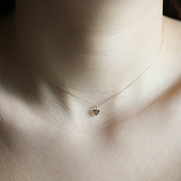 14 Ayar Sarı Altın Minimal Kalp Kolye