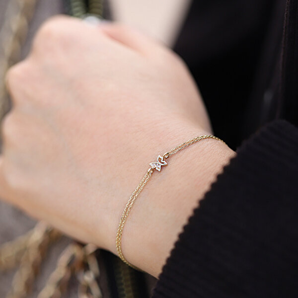 14 Ayar Sarı Altın Kelebek Minimal Bileklik