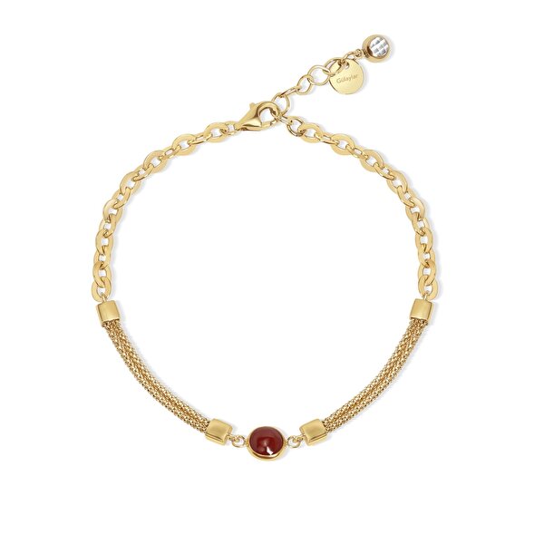 14 Ayar Sarı Altın Kırmızı Opal Taşlı Bileklik
