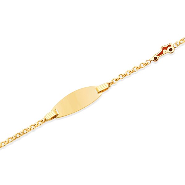 14 Ayar Sarı Altın Künye Bileklik