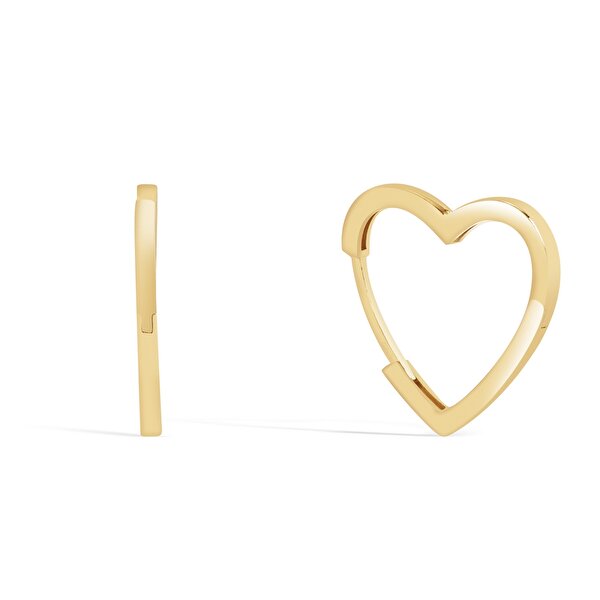 14 Ayar Sarı Altın Kalp Küpe