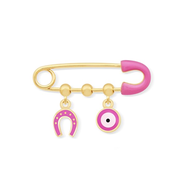 14 Ayar Sarı Altın Mineli İğne