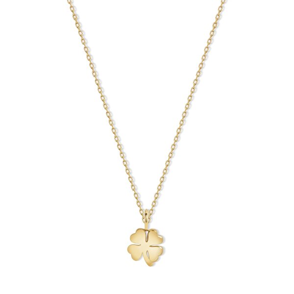 14 Ayar Sarı Altın Minimal Yonca Kolye