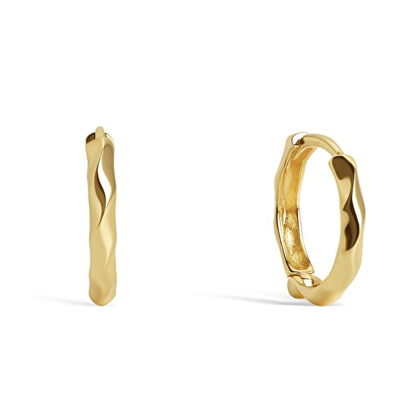 14 Ayar Sarı Altın Prizma Halka Küpe