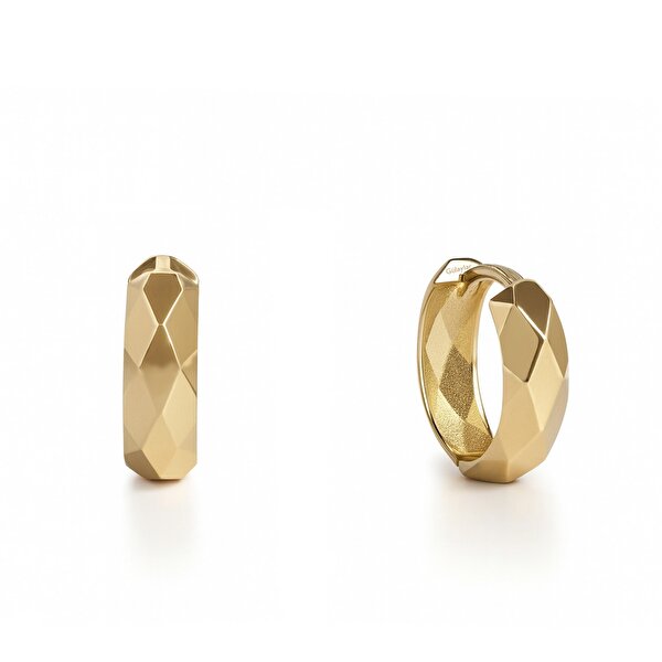 14 Ayar Sarı Altın Prizma Halka Küpe