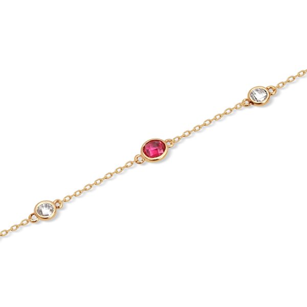 14 Ayar Sarı Altın Kırmızı Taşlı Halhal