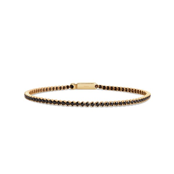 14 Ayar Sarı Altın Siyah Taşlı Su Yolu Bileklik