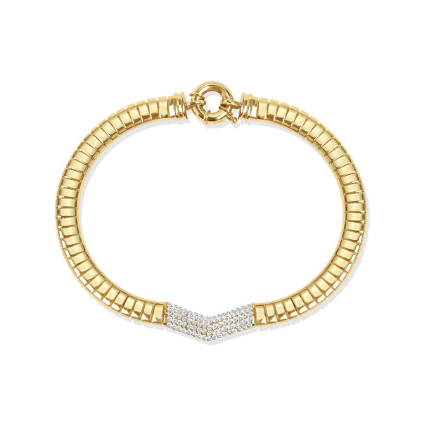 14 Ayar Sarı Altın Taşlı Bileklik