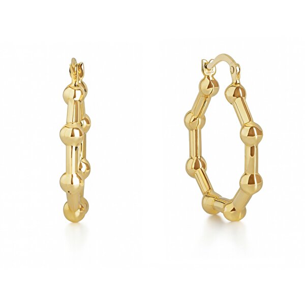 14 Ayar Sarı Altın Toplu Halka Küpe