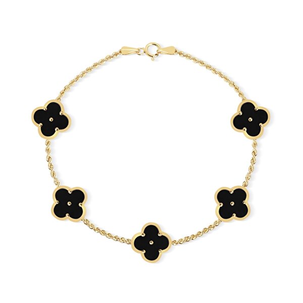 14 Ayar Sarı Altın Trend Yonca Bileklik