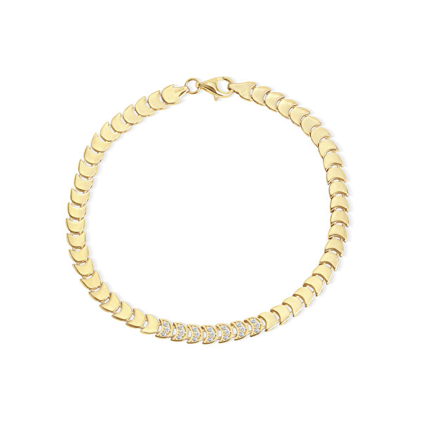 14 Ayar Sarı Altın Taşlı Bileklik