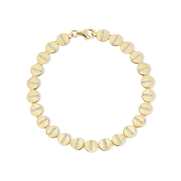 14 Ayar Sarı Altın Taşlı Bileklik