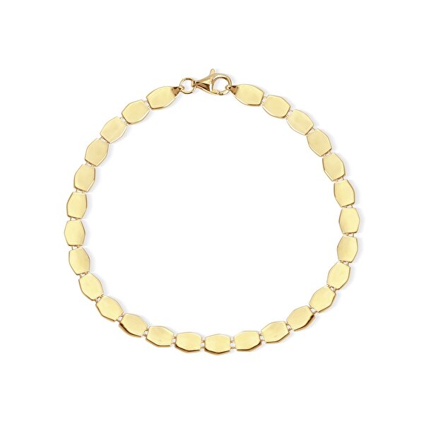 14 Ayar Sarı Altın Taşsız Zincir Bileklik