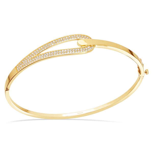 14 Ayar Sarı Altın Taşlı Bilezik