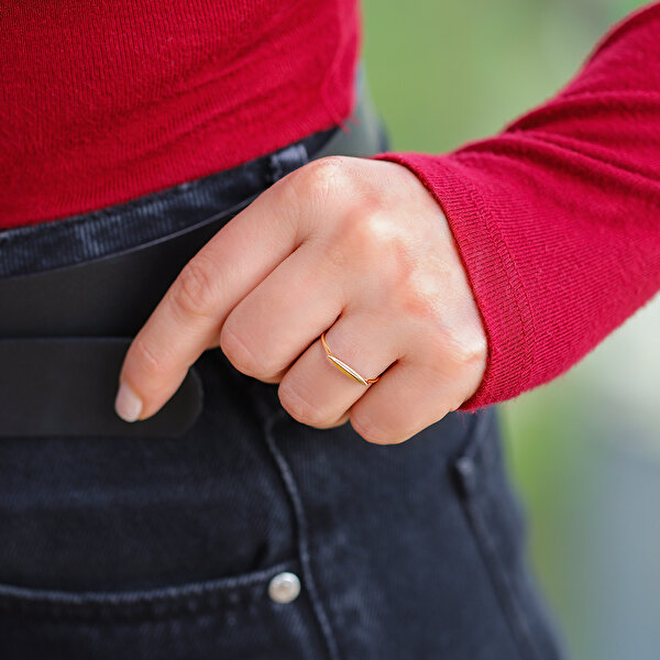 14 Ayar Sarı Altın Minimal Yüzük