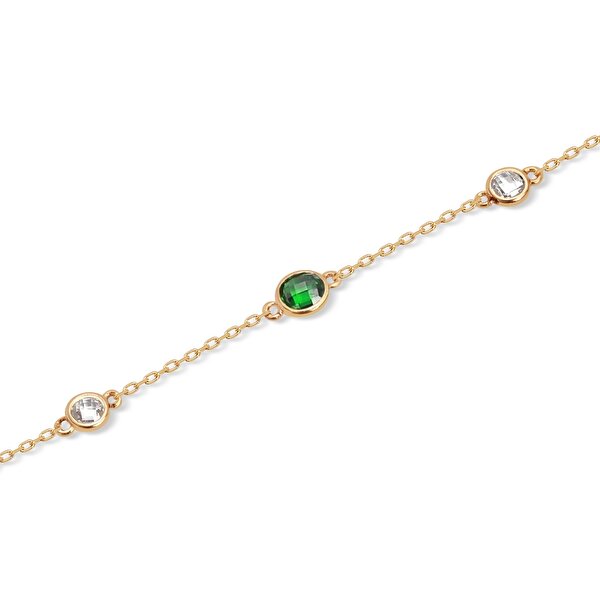 14 Ayar Sarı Altın Yeşil Taşlı Halhal