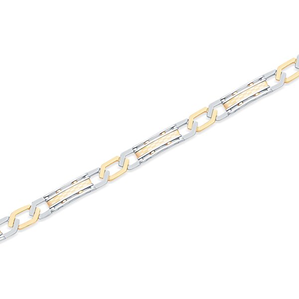 14 Ayar Sarı-Beyaz Altın Erkek Bileklik