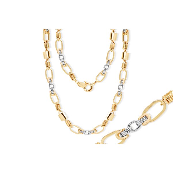 14 Ayar Sarı-Beyaz Altın Erkek Zincir