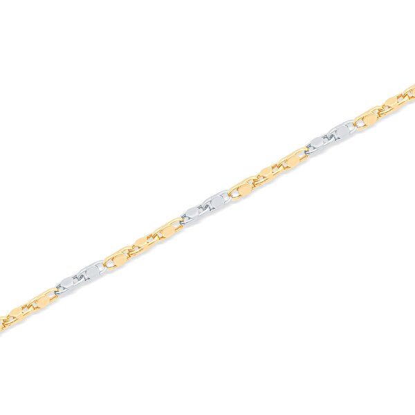 14 Ayar Sarı-Beyaz Altın Erkek Bileklik