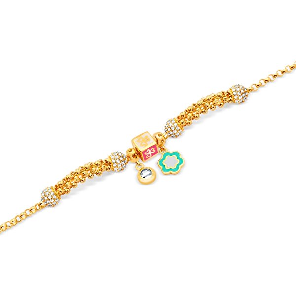 22 Ayar Sarı Altın Charm Bileklik