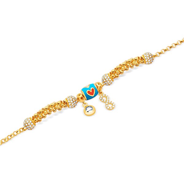 22 Ayar Sarı Altın Charm Bileklik