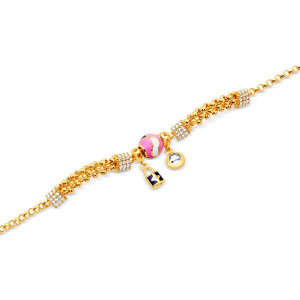 22 Ayar Sarı Altın Charm Bileklik