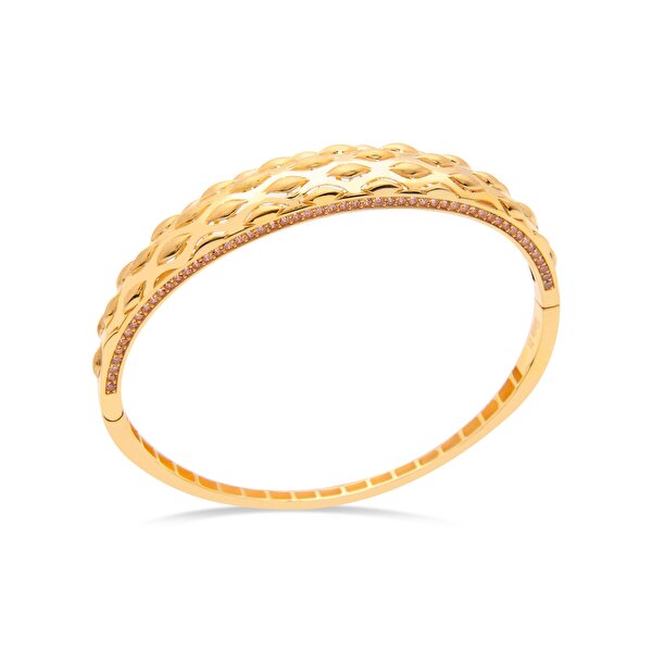 22 Ayar Sarı Altın Taşlı Kelepçe Bilezik