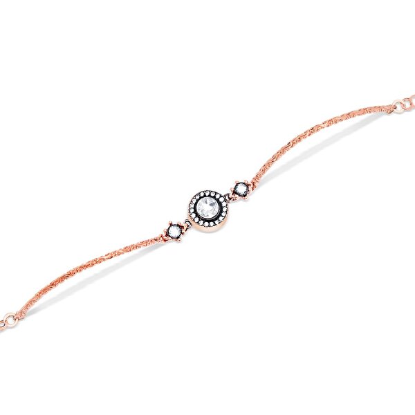 8 Ayar Rose Altın Elmas Görünümlü Bileklik