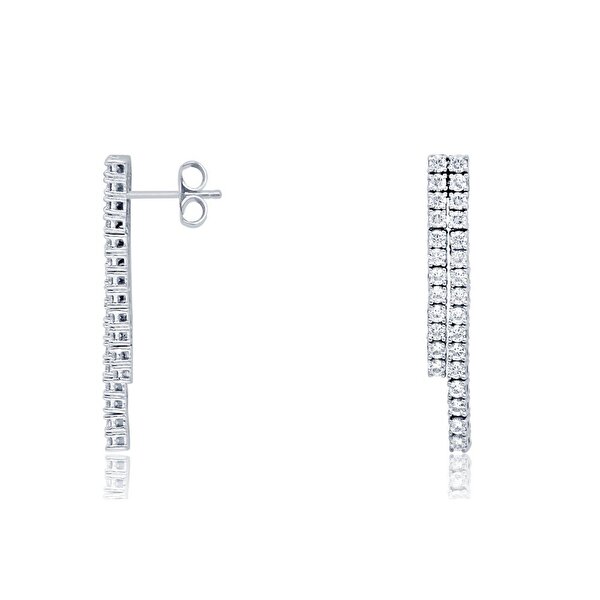 14 Ayar Beyaz Altın Suyolu Küpe