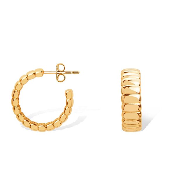 14 Ayar Sarı Altın Halka Küpe