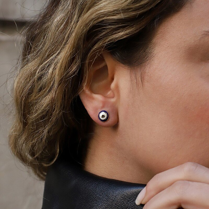 14 Ayar Sarı Altın Göz Figürlü Küpe